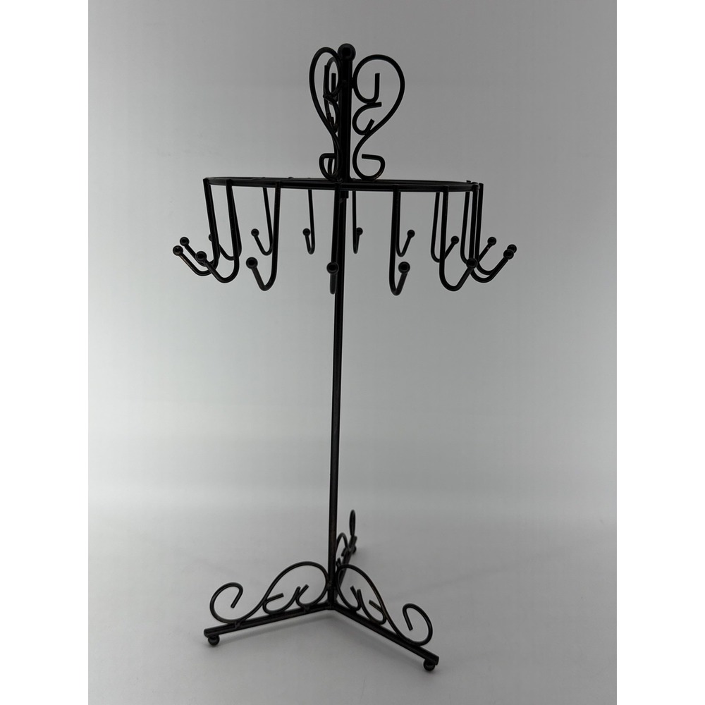 Elegant Black Metal Jewelry Tree Organizer Stand Hooks Display Storage